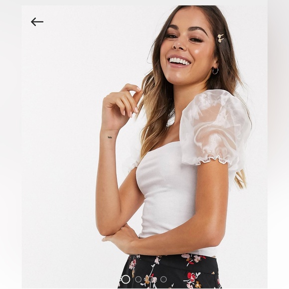 ASOS White Organza Sleeve top - Picture 1 of 8